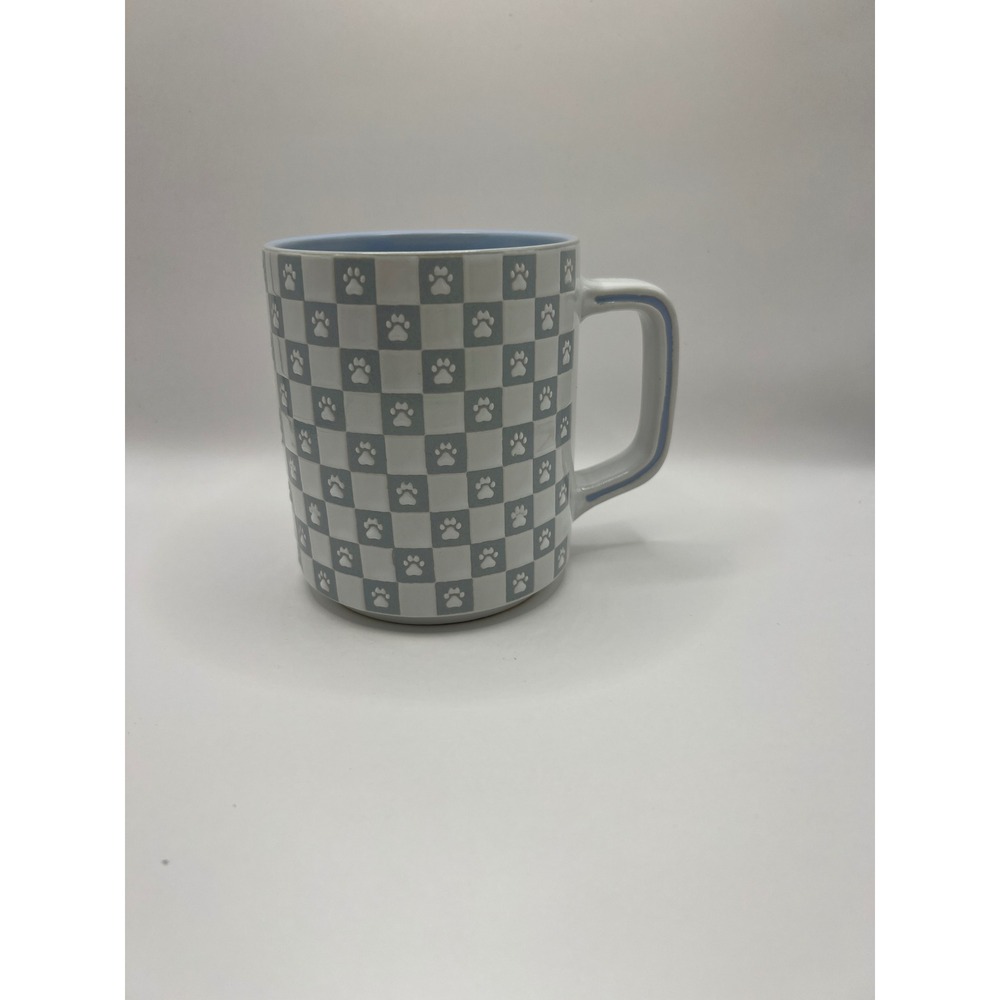 New Doggie Mug Paw Print Checkered Pattern Tea Coffee Cup Dog‎ Print